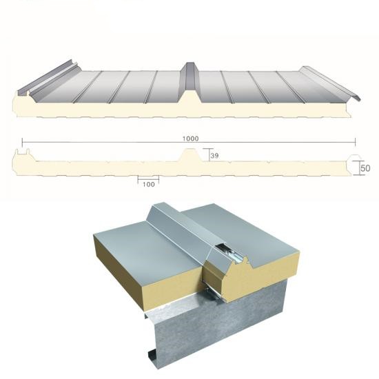50mm thick concealed joint PUR/PIR sandwich panel roof