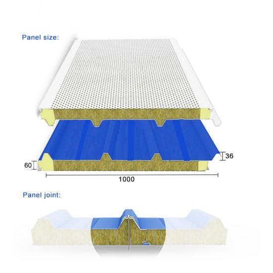 60mm PU sealing rockwool soundproof panels for power plant