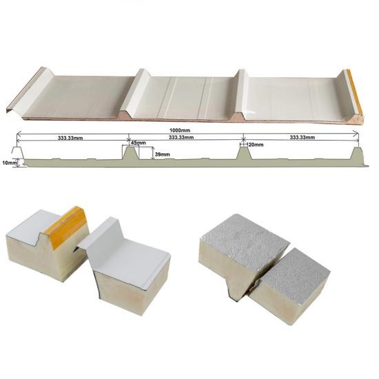 10mm thick PU metal panels with 4 ribs for roof